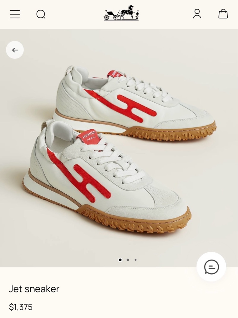 NWT authentic Hermes White Jet Sneakers with Red Accents